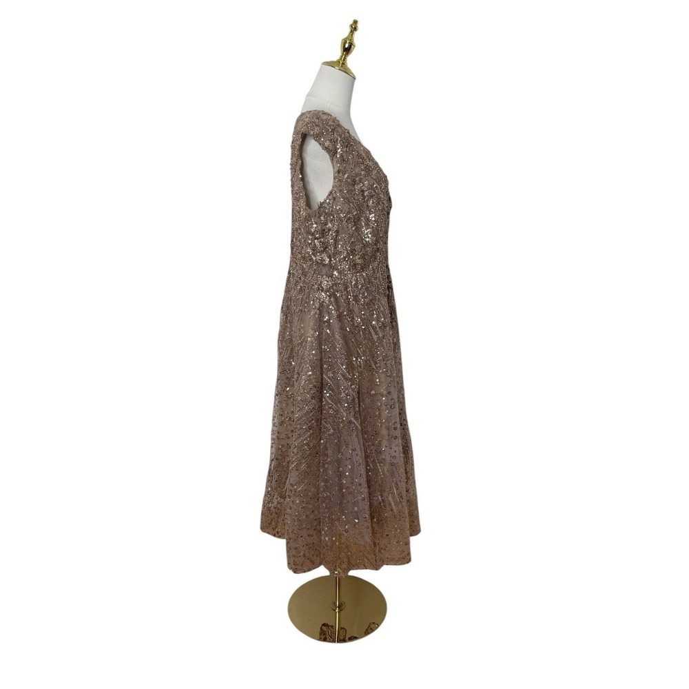 Mac Duggal 20398 Bronze Embellished A-Line Midi Dress Size 12 $498 - Picture 6 of 8